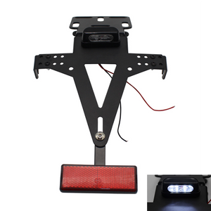 12V Motorcycle License Plate Bracket Frame Motocross Rear Mudguard Off-road Metal Bracket with LED Tail Light