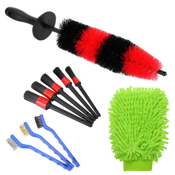 10PCS Car Detailing Brush Kit Vehicle Auto Wheel Clean Brush Set Car Washing