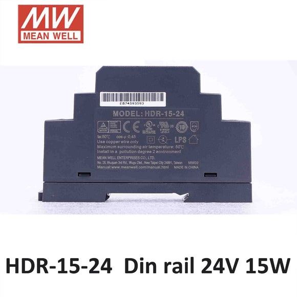 MEAN WELL HDR-15-24 15W Ultra Slim 0.63A 24V 15W DIN Rail Switching Power Supply