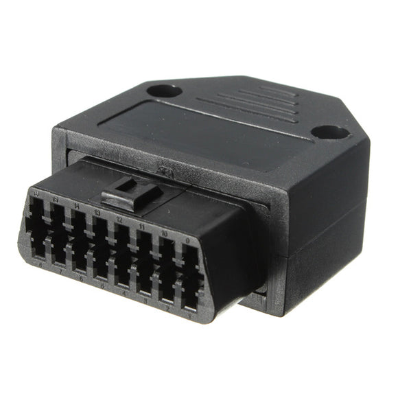 Universal 16 Pin OBD2 Diagnostic Tool Female Connector Plug Black Case Shell