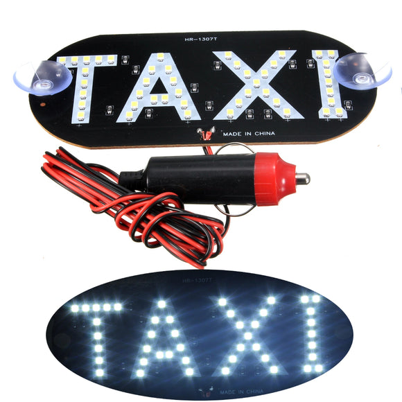 Car White LED Cab Taxi Roof Sign Light 12V Vehical Inside Windscreen Lamp