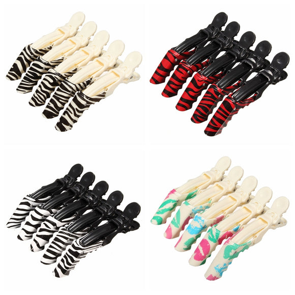 5pcs Professional Crocodile Hair Clips Hairdressing Salon Sectioning Clamp Hairpin Grip Barber