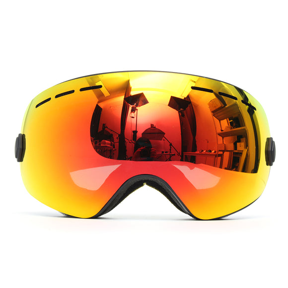 Motorcycle Ski Goggles Anti Fog UV Protection Dual-Lens Off-Road Snowboard Black Frame