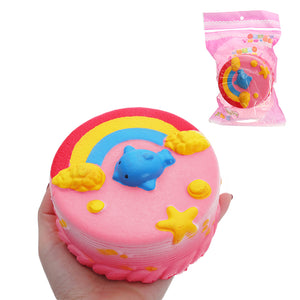 Rainbow Dolphin Cake Squishy Toy 12cm Slow Rising With Packaging Collection Gift