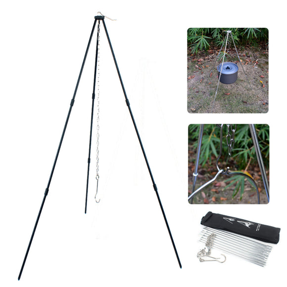 Portable Picnic BBQ Cooking Tripod Pot Hanging Grill Stand Outdoor Camping Tool