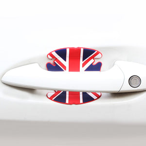 4Pcs Silicone Car Side Door Handle Guard Stickers Paint Anti-scratch Protector Mat Pad Flag Pattern