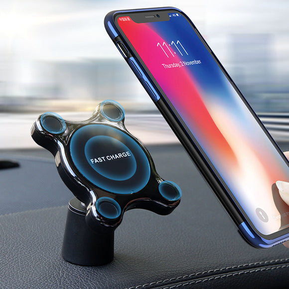 FLOVEME 2 in 1 360 Degree Rotation Magnetic Wireless Car Charger For iPhone X 8Plus Xiaom Mix2s S9