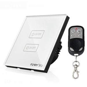FUNRY ST2-EU 2 Gang 1 Way Wall Switch Capacitive Touch Switch Luxury Tempered Glass Surface