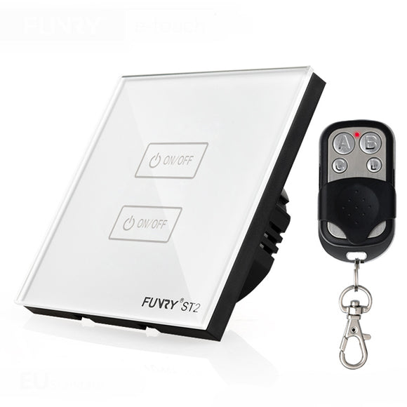 FUNRY ST2-EU 2 Gang 1 Way Wall Switch Capacitive Touch Switch Luxury Tempered Glass Surface