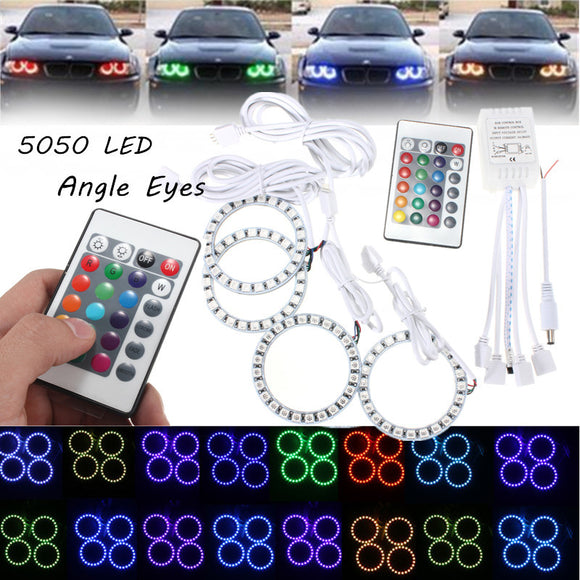 RGB 70MM Multi-Color 5050 Flash LED SMD 12V Angel Eyes + Remote Control