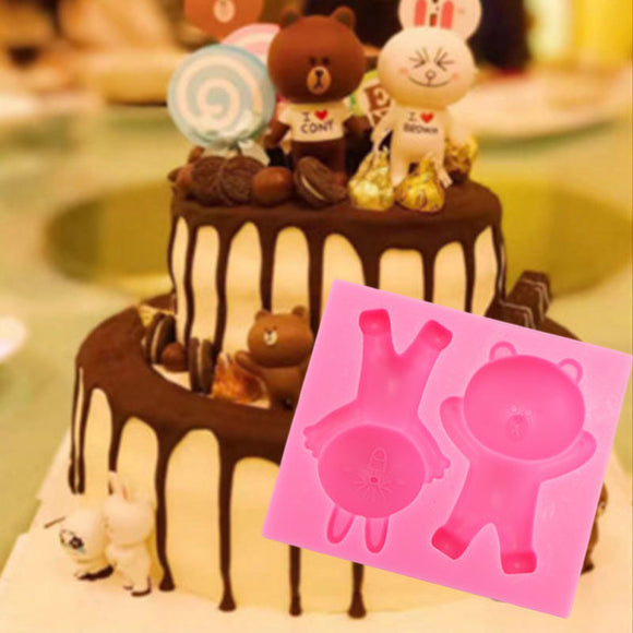 Food Grade Silicone Cake Mold DIY Chocalate Cookies Ice Tray Baking Tool Cute Bear Shape