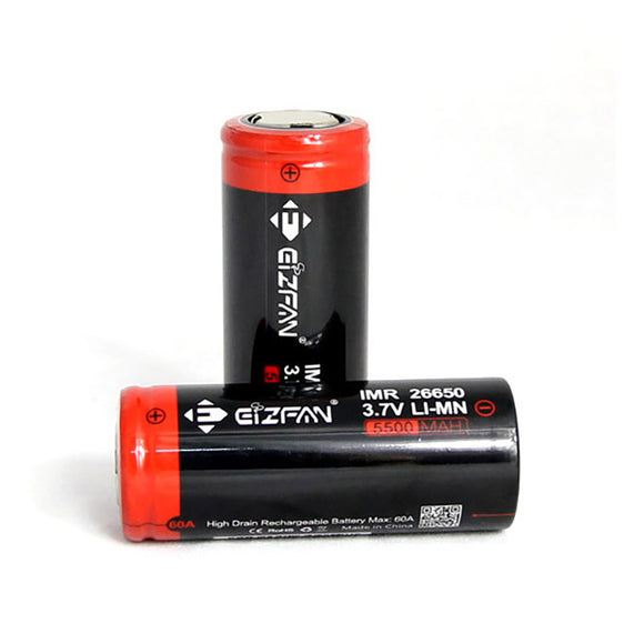 Eizfan 2pcs Best 26650 battery  high capacity 5500mAh 3.7V li ion battery cell 26650