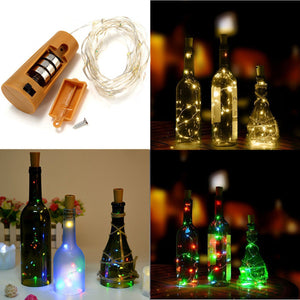 Battery Powered 8 LEDs Cork Shaped Outdoor LED Night Starry Light Wine Bottle Lamp for Xmas Party