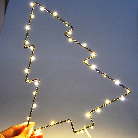 LED Novelty Black Iron Christmas Tree Night Light Bedroom Decorations Nursery Lamp Light Emitting