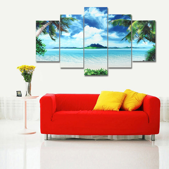 5PCS Canvas Paintings Seascape Beach Printing Modern Home Wall Decor Art