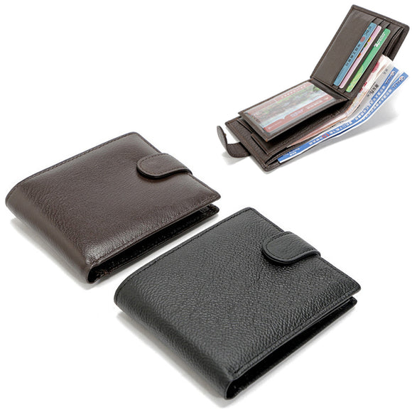 Men RFID Blocking Short Wallet Genuine Leather Anti-theft Credit Card Note Billfold Holder