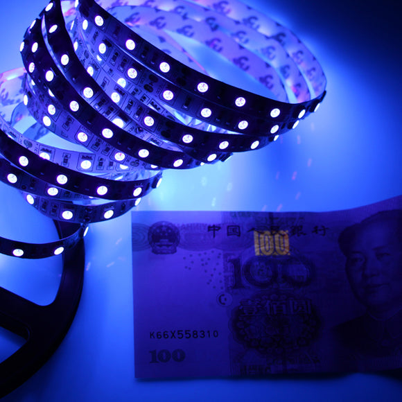5M SMD 3528 UV Ultraviolet Waterproof Purple 300 LED Flexible Tape Strip Light Money Detection DC12V