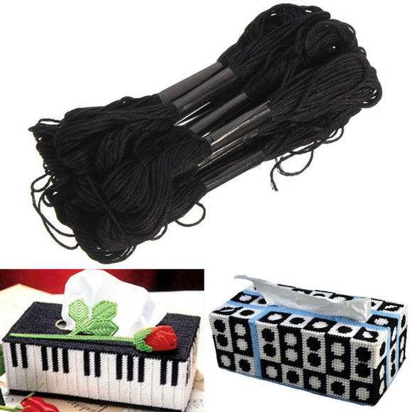 12pcs Black Polyester Cotton Cross Stitch Embroidery Thread DIY Sewing Accessories