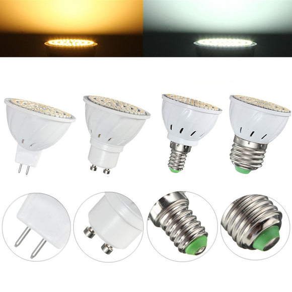 E27 E14 GU10 MR16 4W 80 SMD 3528 Non-Dimmable LED Warm White White Spot Lightt Lamp Bulb AC110/220V