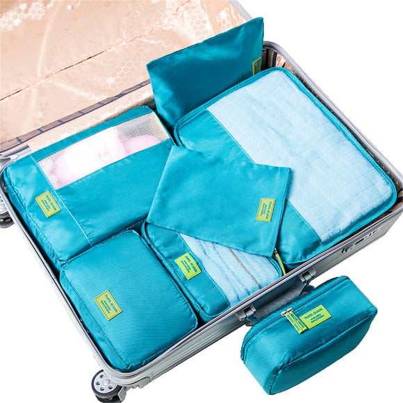 7Pcs Clothes Underwear Socks Packing Cube Storage Bag Travel Luggage Organizer