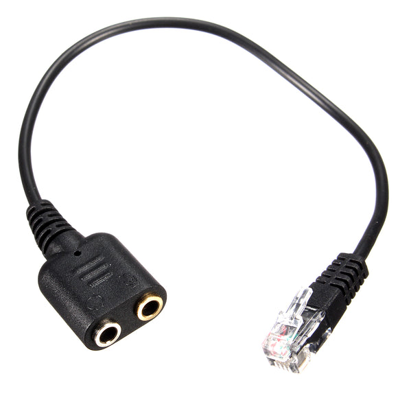 25cm Dual 3.5mm Audio Jack Female to Male RJ9 Plug Convertor Network Connector Telephone Using