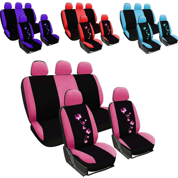 9PCS Universal Car Full Seat Covers Protector Cushion Front Rear Truck SUV Van