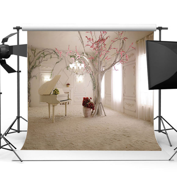 10x10FT White Piano Room Theme Rose Photography Backdrop Studio Prop Background