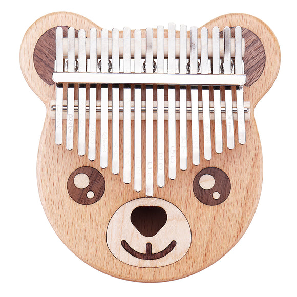 Byla Bear Shape 17 Keys Wood Kalimbas' Mahogany Thumb Piano Finger Percussion