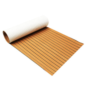 900x2400x6mm EVA Foam Gold With Black Line Marine Flooring Faux Teak Boat Decking Sheet