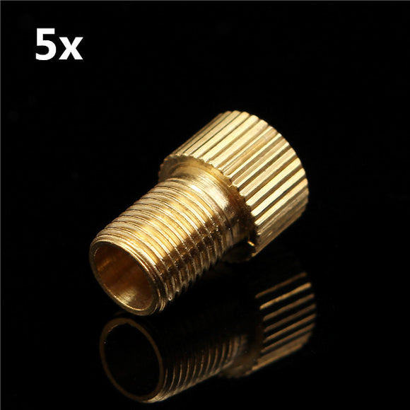 5Pcs Solid Brass Valve Adapter Converter Presta to Schrader Bike Pump Tube