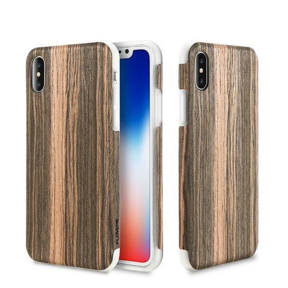 Floveme Natural Wood Grain Texture Soft TPU Case For iPhone X