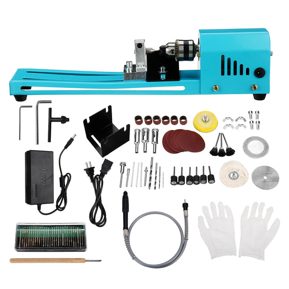 150W DC 12-24V 7000RPM Mini Beads Machine Lathe Miniature Grinding Polishing Beads Woodworking DIY Drill Rotary Tools Set