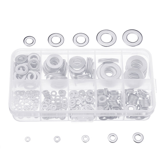 Suleve MXSW8 400Pcs Stainless Steel Flat Washer Assortment Set M2/2.5/3/4/5/6/8/10