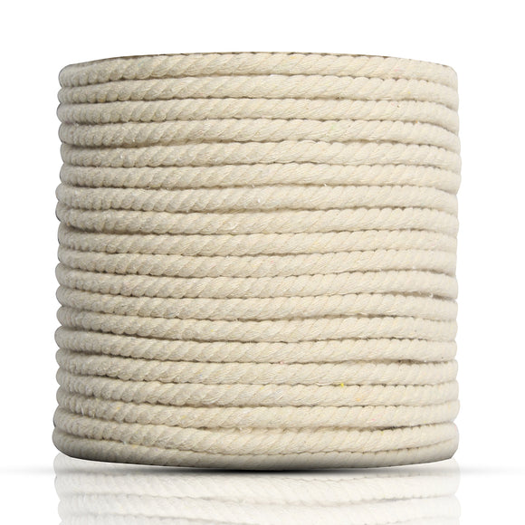 7mm x 87m Natural Beige White Twisted 100% Pure Cotton Cord Rope DIY Crafts Macrame String