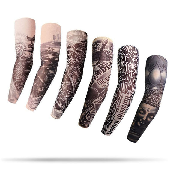 1Pcs Ice Silk Sunscreen Sleeves Outdoor Riding Flower Arm Tattoo Arm Fishing Sleeve