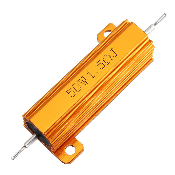 RX24 50W 1.5R 1R5 1.5RJ 1R5J Metal Aluminum Case High Power Resistor Golden Metal Shell Case Heatsink Resistance Resistor