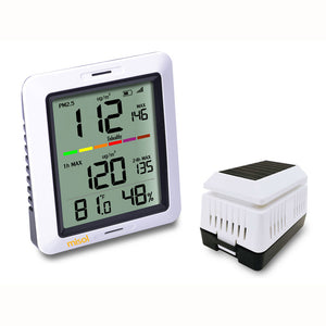 MISOL PM2.5 Air Quality Tester Monitor Wireless with Indoor Temperature and Humidity Solar Powered