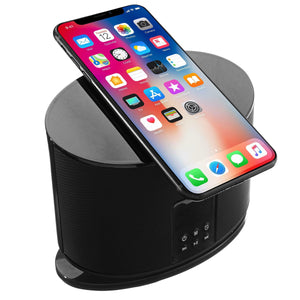 LED Display Wireless Phone Charger Bluetooth Speaker Alarm Clock FM Radio TF/AUX For iphoneX Samsung