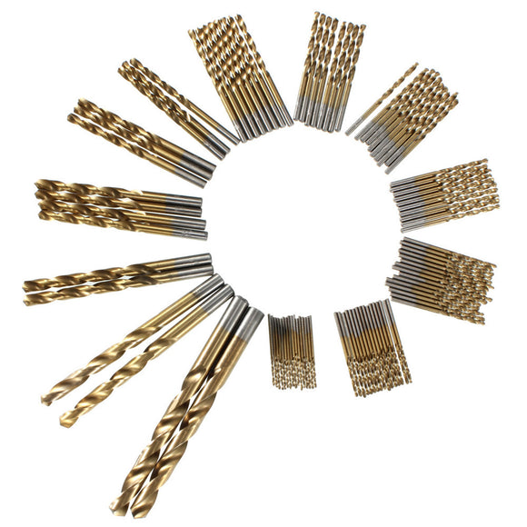 99pcs 1.5mm - 10mm Titanium Coated High Speed Steel Drill Bit Set Manual Twist Drill Bits