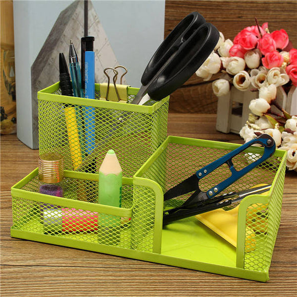 Metal Mesh Pen Holder Pencils Storage Organizer Box Desk Stationery Home Office