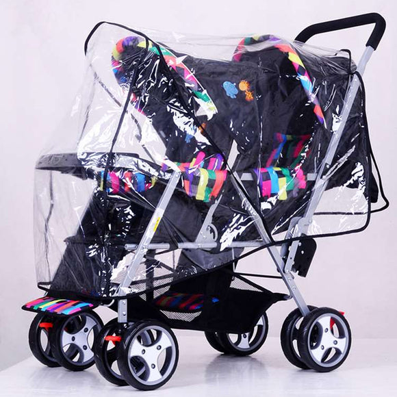 Clear Stroller Rain Cover Weather Pram Baby Infant Double Pushchair Wind Shield Raincoat