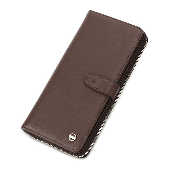 Men Genuine Leather Phone Wallet Long Zipper Wallet Business Clutch Bag