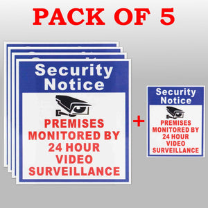 5X Premises Protected By 24 Hour Video Surveillance Sign Sticker Security Camera