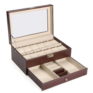 Wood Leather Display Case Watches Storage Box Plastic for Jewelry Watch Accessories