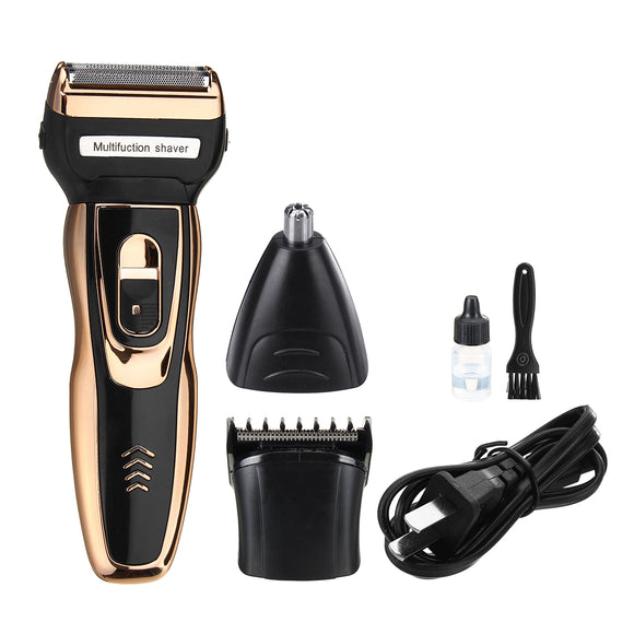 3 in 1 Electric Razor Rechargeable Mens Electric Shaver Grooming Kit Beard Trimmer Reciprocating Hair Clippers Nose Trimmer