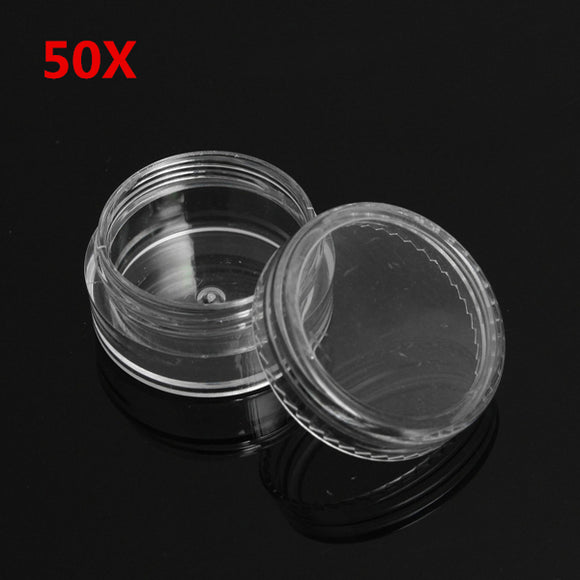50Pcs 5mL Clear Empty Plastic Jar Round Pot Small Container with Lid for Cosmetic Lab Sample