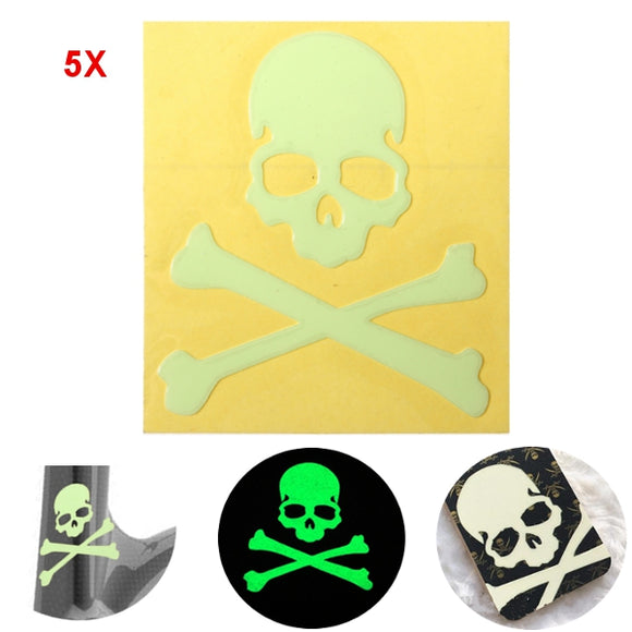 5pcs Noctilucent Skull Sticker Glow In The Dark Motorcycle Car Bike