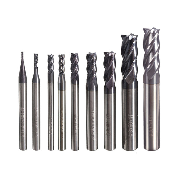 Drillpro 1-10mm 4 Flutes Tungsten Carbide Milling Cutter HRC50 Milling Cutter CNC Tool
