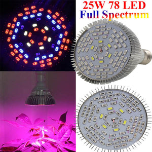 25W E27 Full Spectrum Plant Grow 78 LED Bulb Garden Greenhouse Plant Seedling Growth Ligh