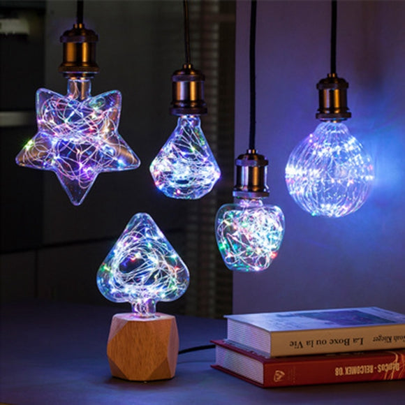 E27 3W RGB Star Heart Diamond Pumpkin Apple LED Decorative Light Bulb for Christmas Party AC85-265V